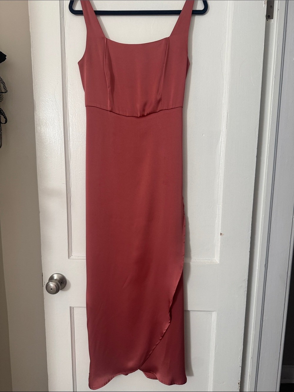 Dress Forum Satin Slip Maxi Dress in Dusty Rose
